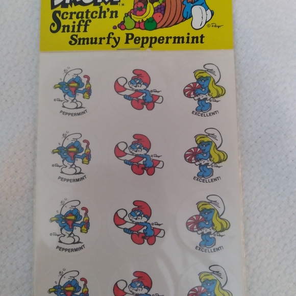 Smurf 1983 vintage lot of scratch and sniff stickers - Picture 4 of 13